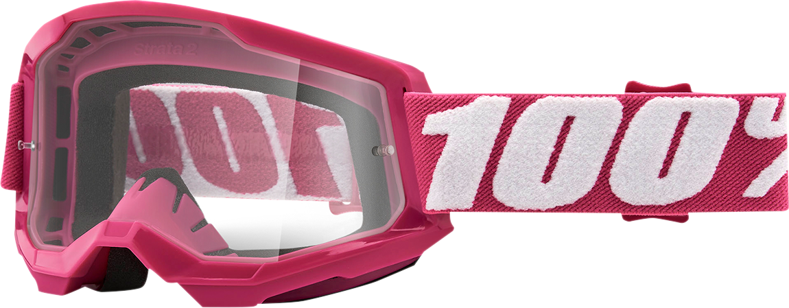 Bill's Exhausts Strata 2 goggles in clear with adjustable strap, designed for comfortable eye protection during outdoor activities.