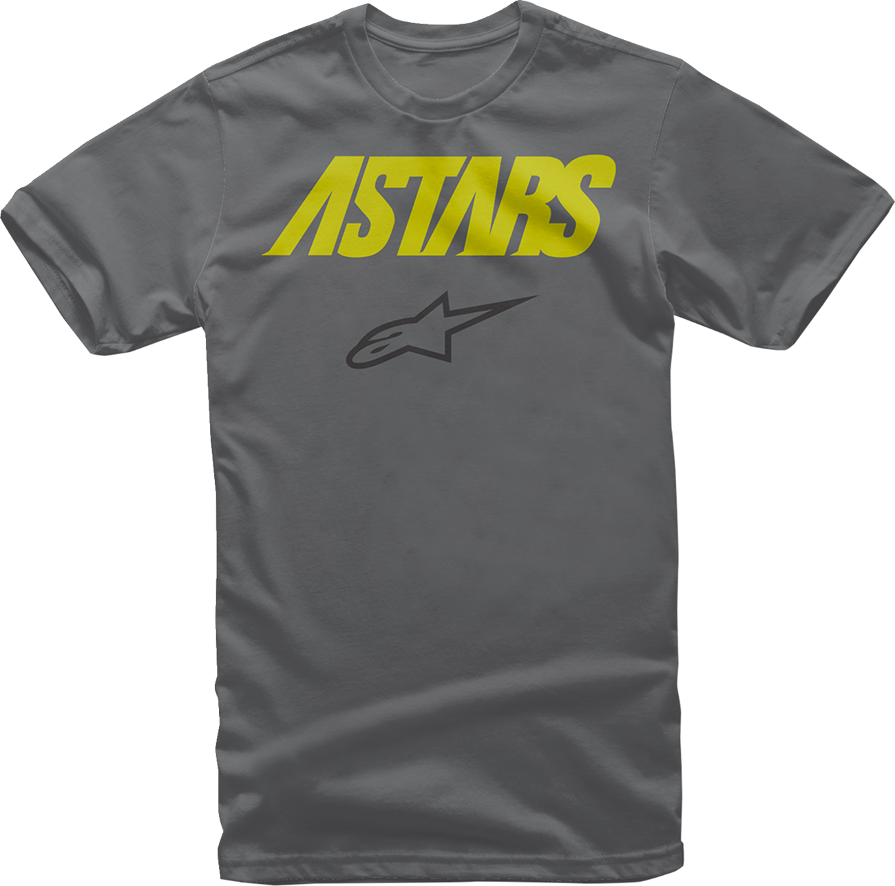 Alpinestars Angle Combo T-Shirt in charcoal and fluo yellow, large size, featuring bold logo design and comfortable fit.
