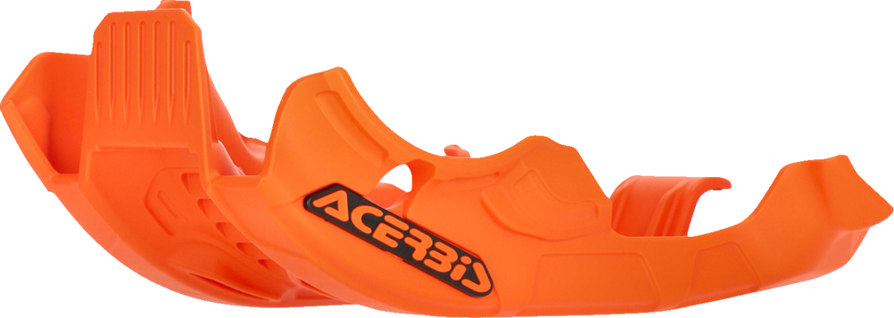 Acerbis OEM orange skid plate for XC-W 250/300 motorcycle, with body protection and mounting hardware, by Bill's Exhausts.