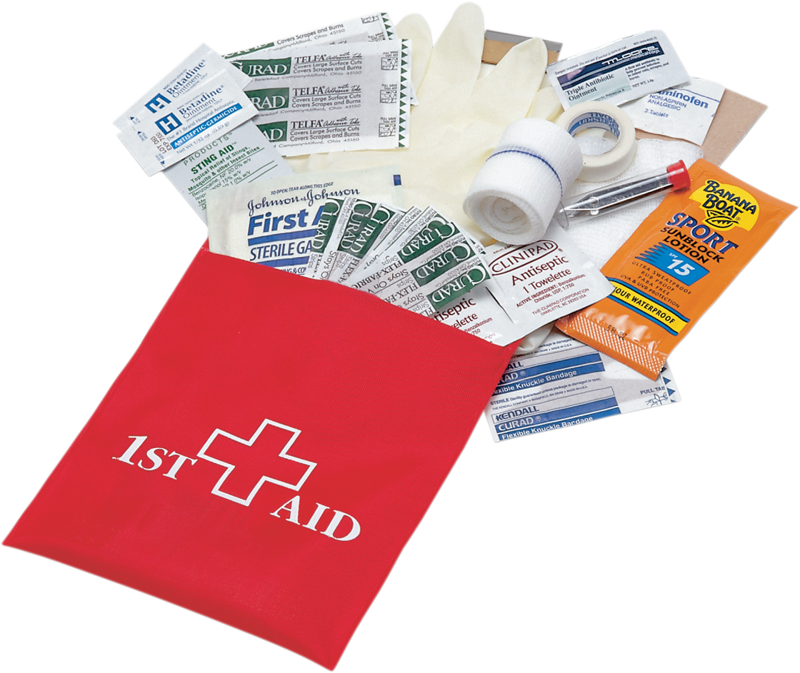 Water-themed first aid kit from AIRHEAD SPORTS GROUP by Bill's Exhausts, containing medical supplies in a compact package.