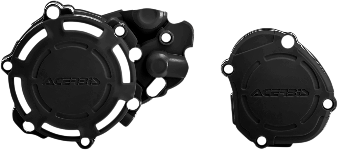 A black Acerbis X-Power Body Cover Kit with detailed design, displayed on a flat surface.