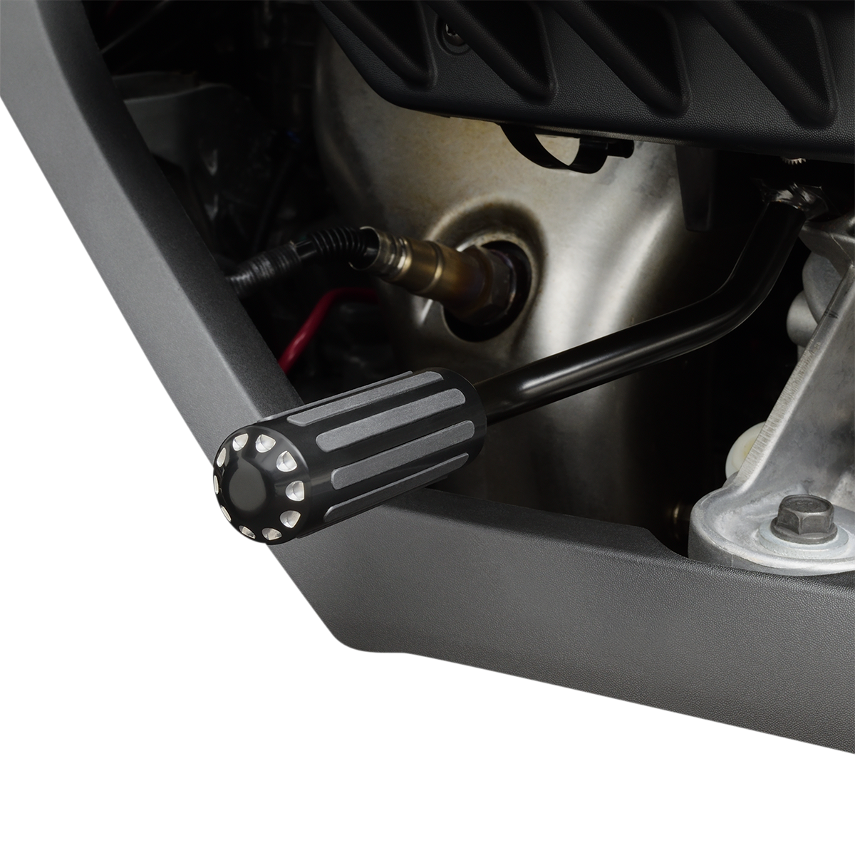 Bill's Exhausts SHOW CHROME Shift Lever Cover for Ryker engine, featuring a shiny chrome finish and detailed design.