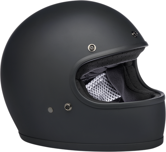 Bill's Exhausts BILTWELL Gringo helmet in flat black, small size, featuring a sleek motorcycle helmet design with matte finish.