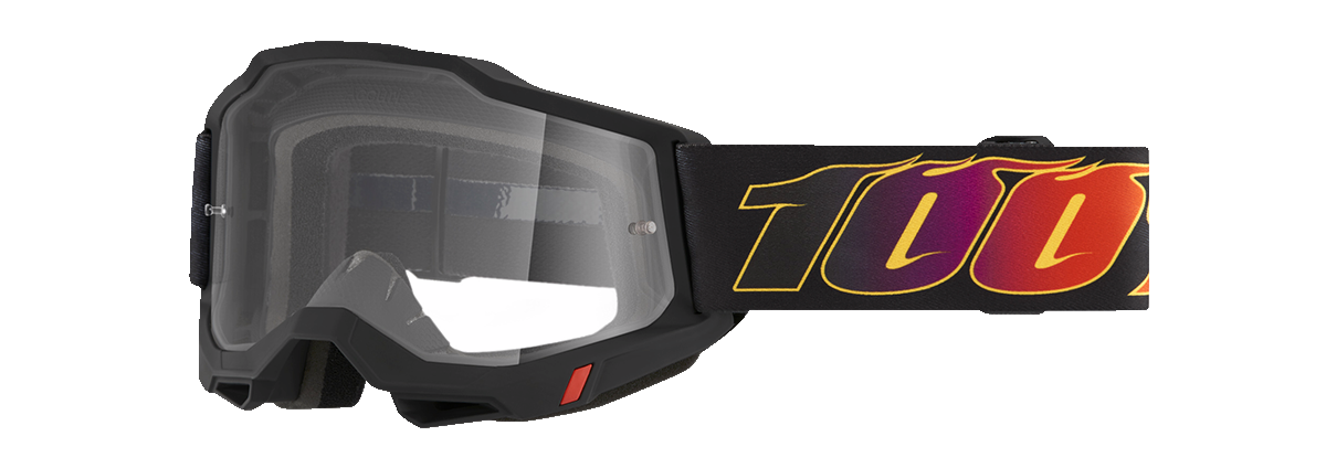 Bill's Exhausts Accuri 2 Goggles in clear with black strap, designed for eye protection during outdoor activities.