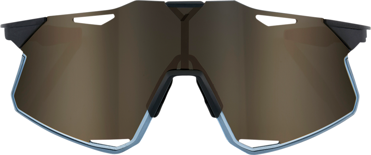 Bill's Exhausts Hypercraft sunglasses in matte black with gold mirror lenses, stylish and reflective sunglasses for outdoor wear.