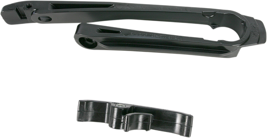 A black ACERBIS chain slider for KTM motorcycles, designed to protect the chain and swingarm from wear and damage.