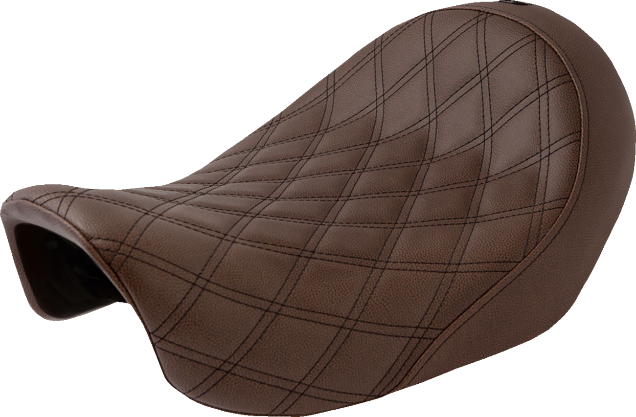 SADDLEMEN Renegade Solo Seat - Lattice Stitched - Brown - Dyna 806-04-002BLS - Howling Moto