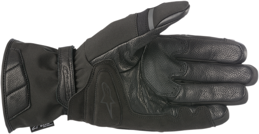 Alpinestars Primer Drystar® gloves in black and red, medium size, showing the protective gloves with textured palm and logo details.