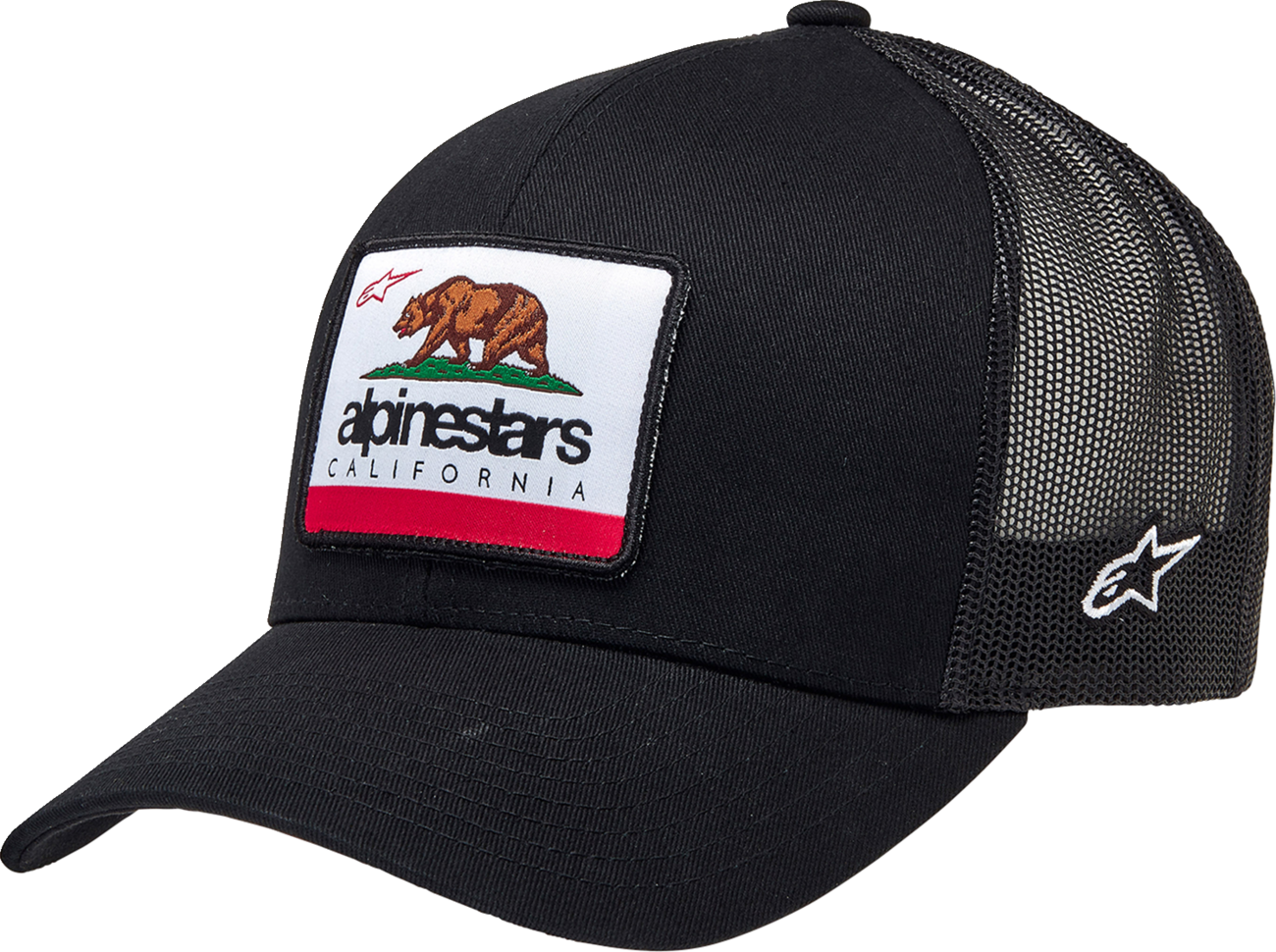Black Alpinstars Cali 2.0 Hat featuring the brand logo, one size fits most, with a classic baseball cap design.