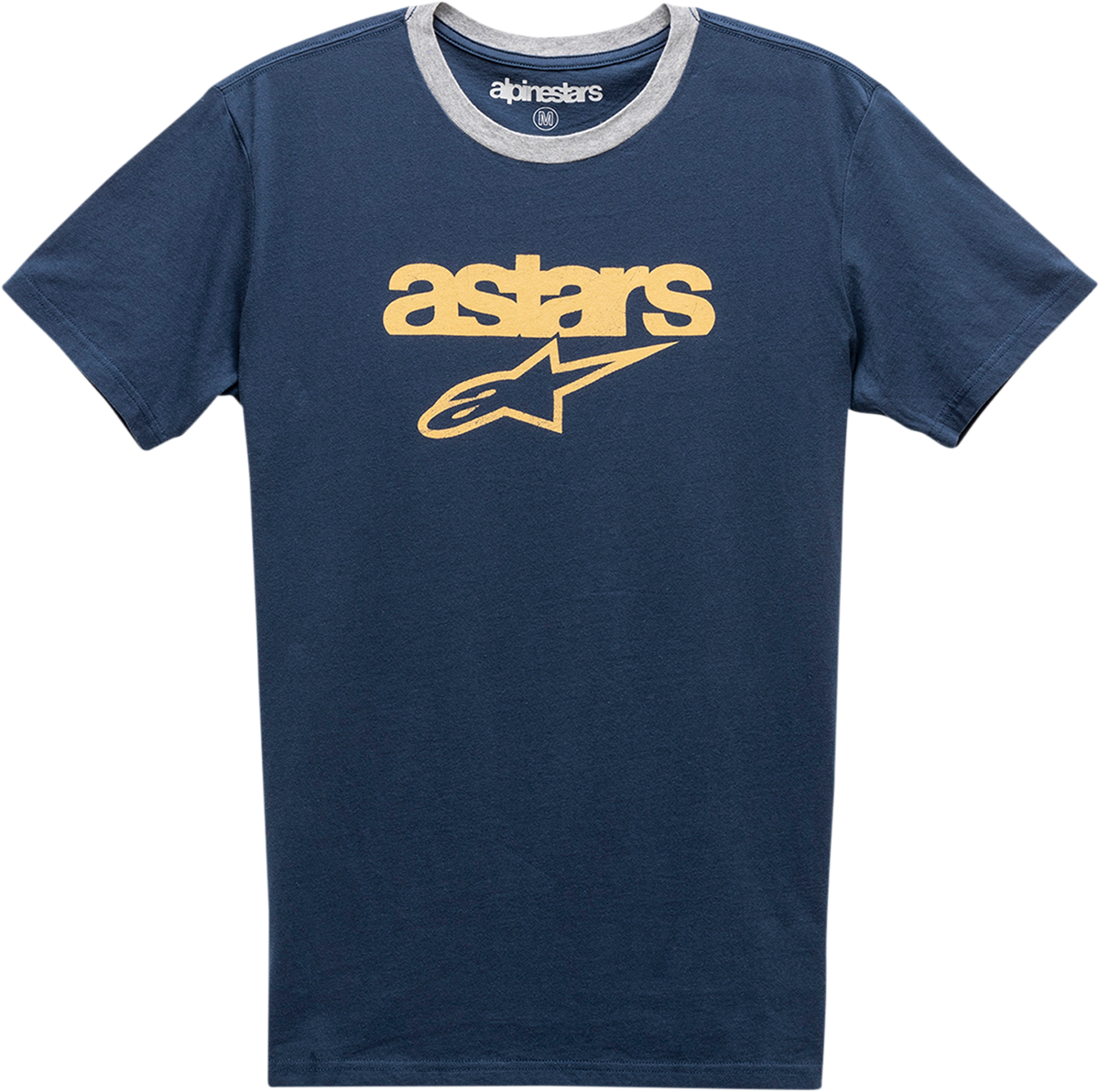 Alpinestars Match T-Shirt in navy and Heather Gray, large size, with athletic fit and branding visible on the front.
