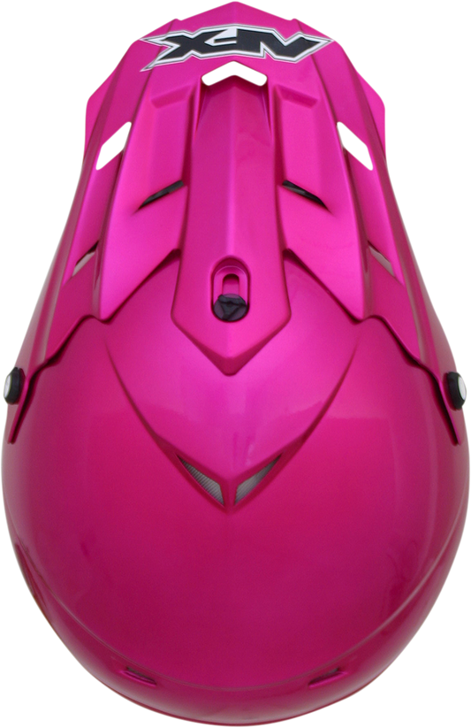 Bill's Exhausts AFX FX-17 Peak Fuchsia motorcycle helmet with vibrant pink color and sleek design.