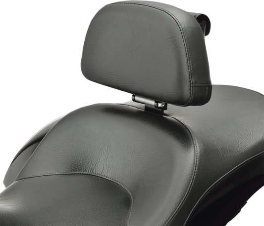 Bill's Exhausts SHOW CHROME Detachable Smart Mount Backrest engine for Victory 30-108 motorcycle, with chrome finish and mounting hardware.