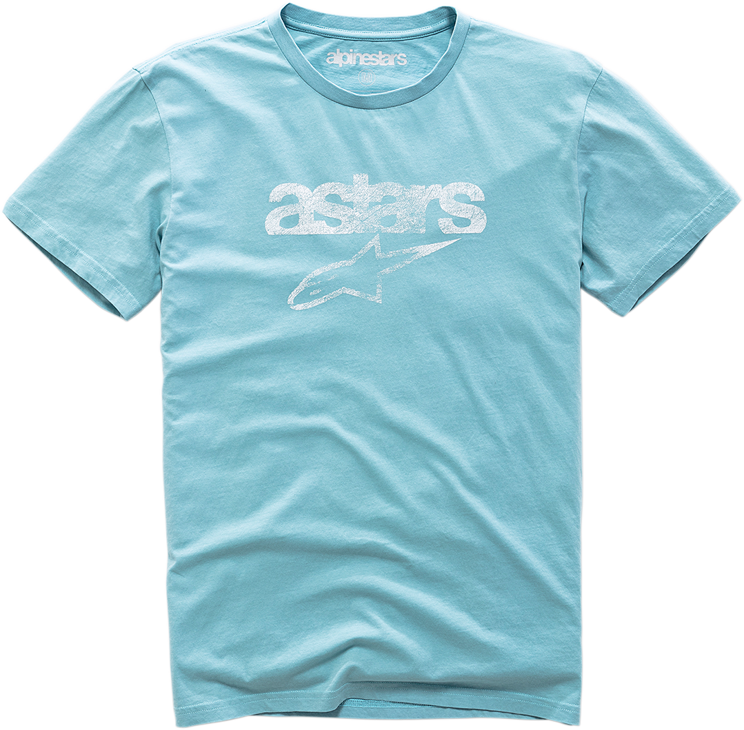 Bill's Exhausts Alpinstars Heritage Blaze Premium T-Shirt in faded blue, large size, featuring stylish design and comfortable fit.