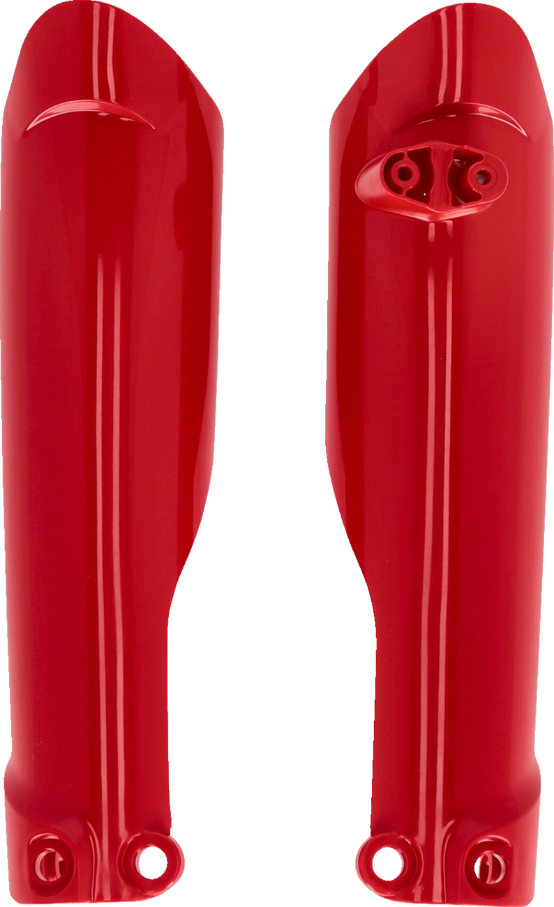 Red Acerbis Lower Fork Cover for motorcycle front forks, featuring durable body protection with brand-specific design.