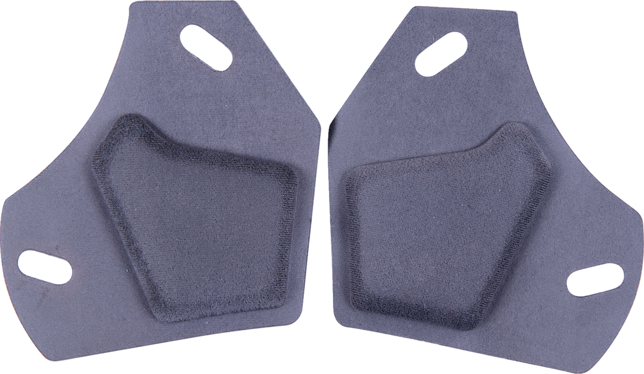 Alpinestars Supertech R10 ear pads, size XS, black and gray, designed for motorcycle racing helmets, shown on a white background.