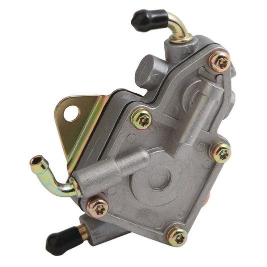 QuadBoss vacuum fuel pump for Yamaha YXR450 and Rhino models, showing the compact black pump with mounting components.