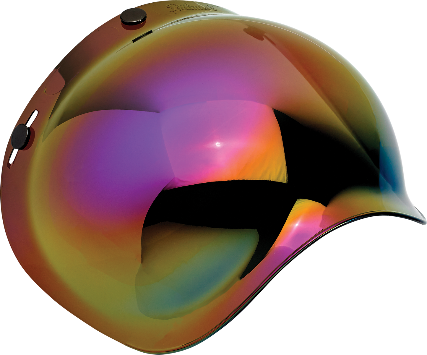 BILTWELL Bubble Shield Rainbow Mirror helmet parts by Bill's Exhausts, featuring a colorful reflective visor for motorcycle helmets.