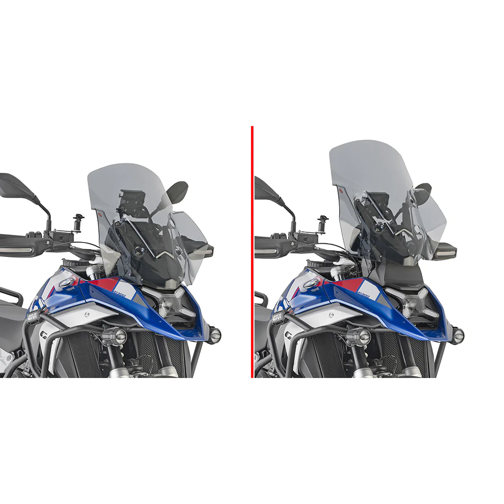 GIVI D5144S smoke windshield for BMW motorcycle, providing OEM replacement and enhanced wind protection.