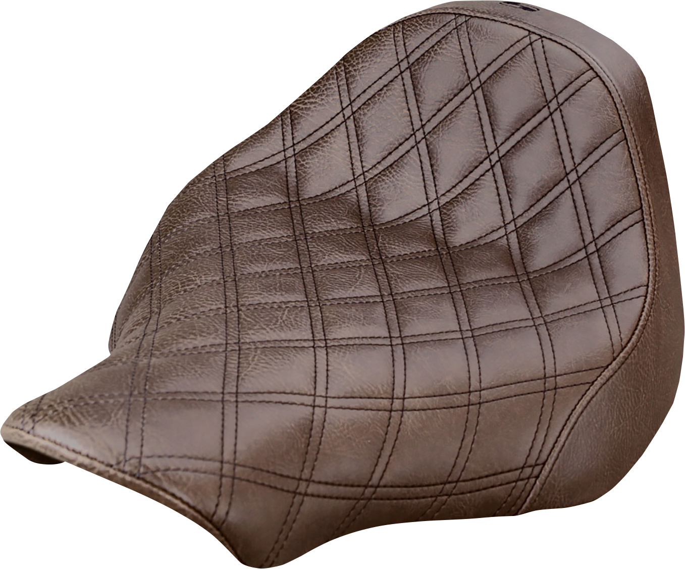 Brown SADDLEMEN Renegade Solo Seat with lattice stitching for FXSB motorcycles, designed for comfort and style.