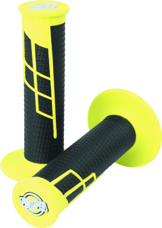 ProTaper Clamp-On 1/2 Waffle Grip in neon yellow and black, designed for motorcycle handlebars, by Bill's Exhausts