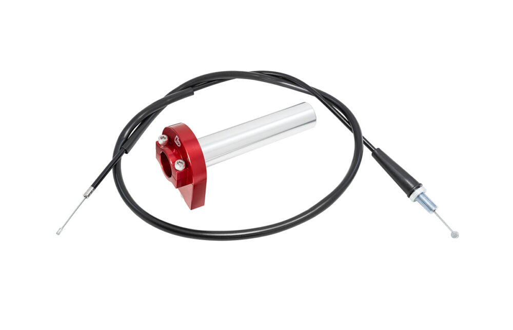 TB Billet Throttle w/ Cable, Red – 1/4 Turn - Howling Moto