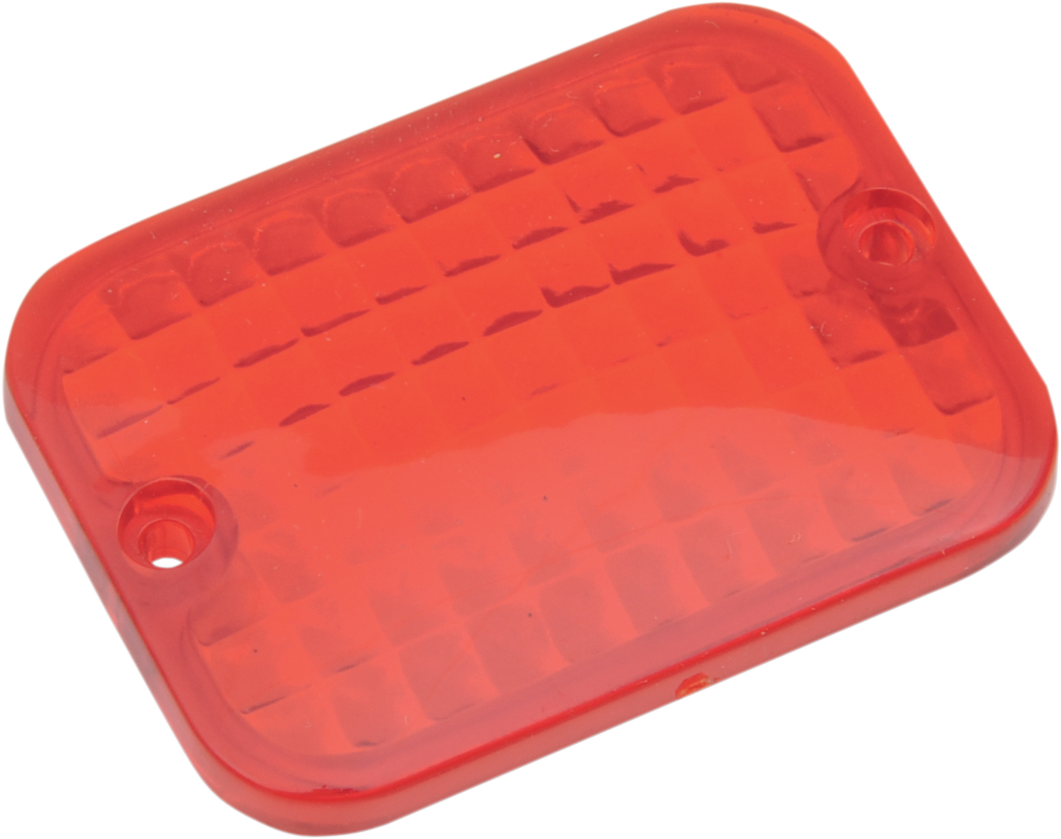 Red rectangular replacement lens for motorcycle lights, designed by DRAG SPECIALTIES, with part number 165176.