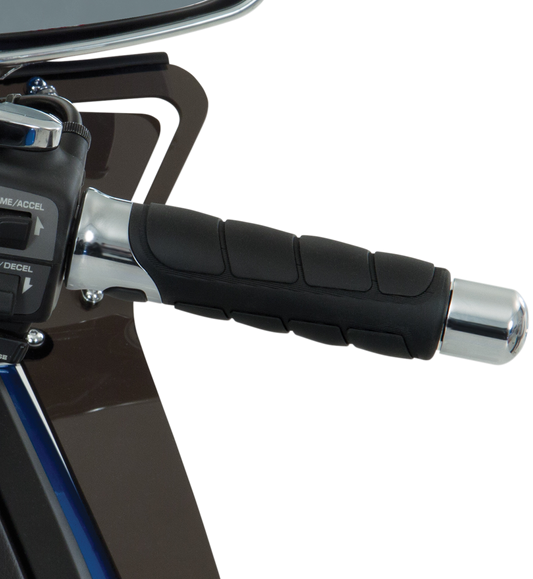 Show Chrome Solace 7/8" engine grips by Bill's Exhausts, featuring textured black rubber with chrome accents for motorcycle handles.