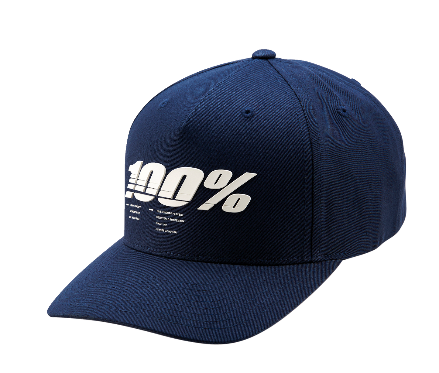 Bill's Exhausts navy 100% Staunch snapback hat with embroidered logo, structured brim, and adjustable strap.