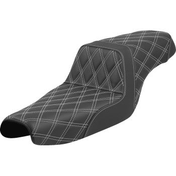 SADDLEMEN Step-Up Seat - Lattice Stitch - White Stitch - XL '04-'22 807-11-17506 - Howling Moto