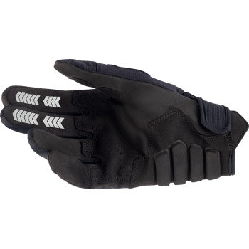 Black Alpinestars Techdura gloves in small size, featuring reinforced construction and textured grip for motorcycle riding.