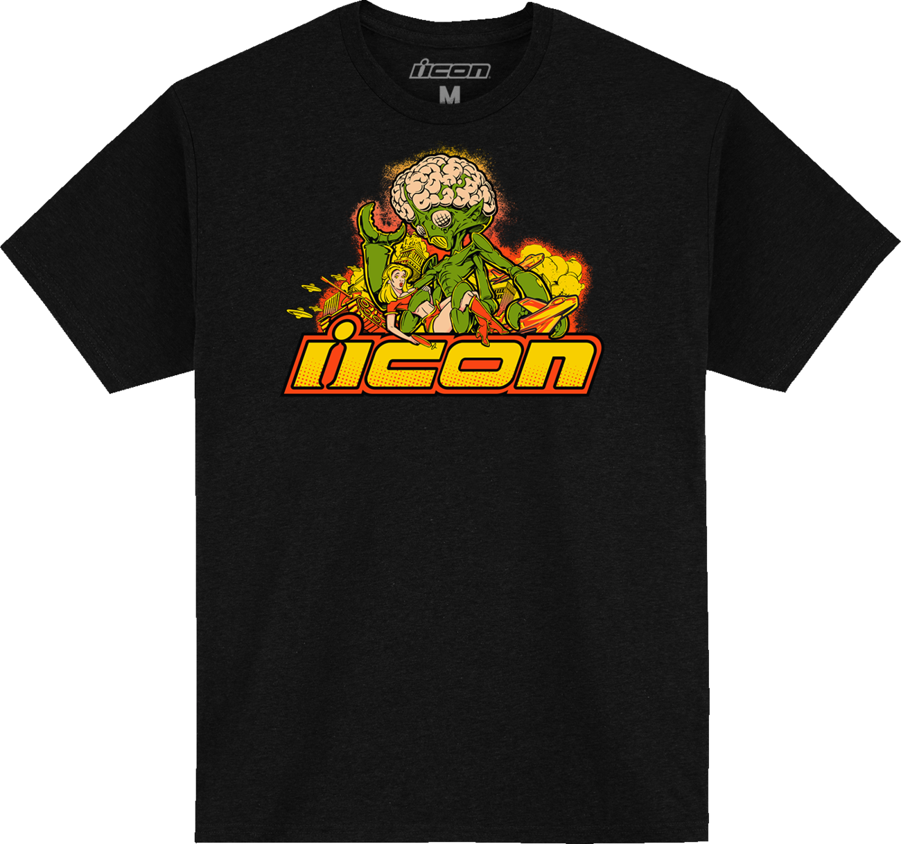 Black ICON Bugoid Blitz T-Shirt by Bill's Exhausts, small size, with graphic design visible on the front.