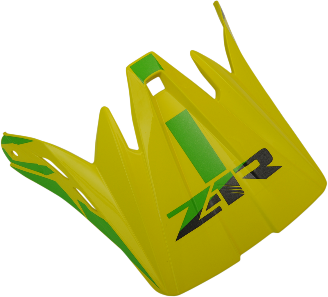Z1R Child Rise Visor Kit in hi-vis yellow and green, includes high-visibility yellow-green visor for motorcycle safety.
