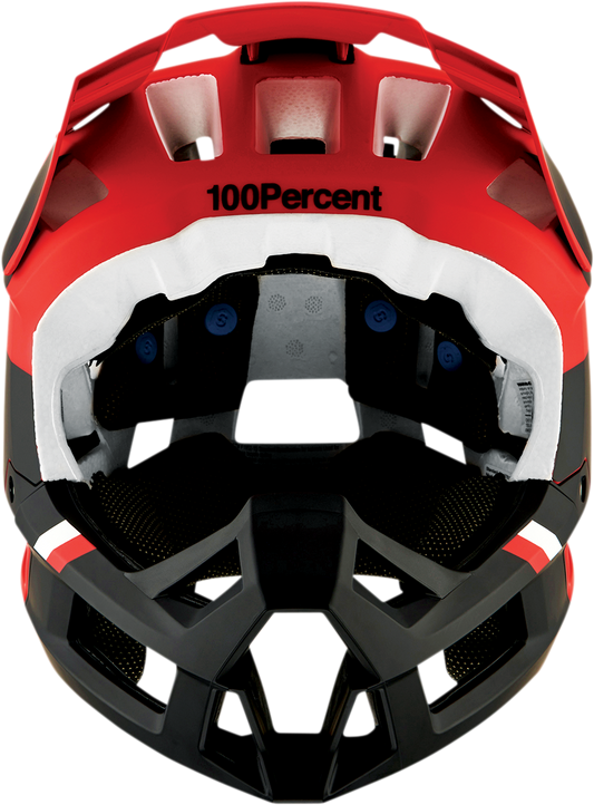 Bright red Bill's Exhausts cargo bicycle helmet with Fidlock strap, large size, featuring a sleek design and ventilation.