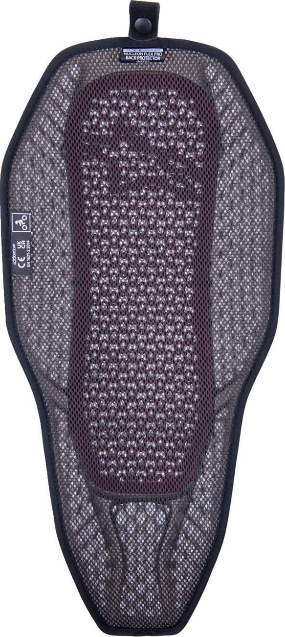 Alpinestars Nucleon Flex Proi full back protection insert in transparent smoke and red, medium size, protective gear for motorcycling.