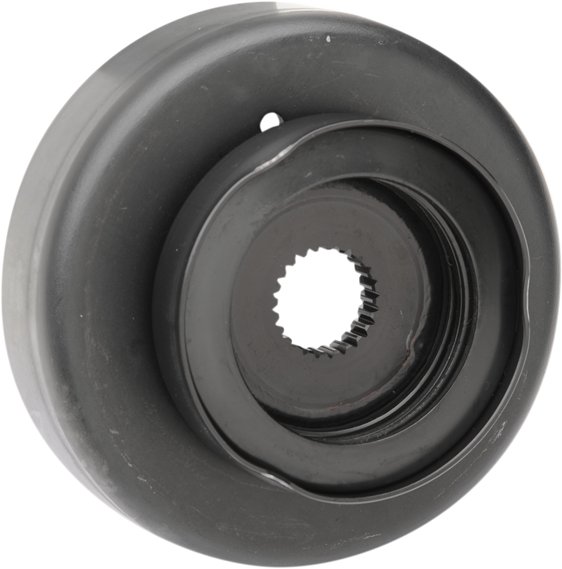 Drag Specialties alternator rotor for Harley Davidson motorcycles, showing the metal component with mounting points and electrical connections.