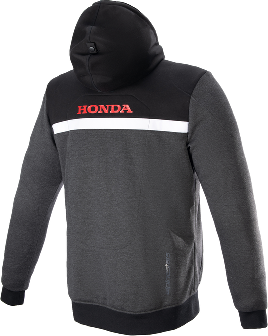 Alpinestars Honda Chrome Street Hoodie in black, gray, and red, size XL, featuring bold streetwear design and logo details.