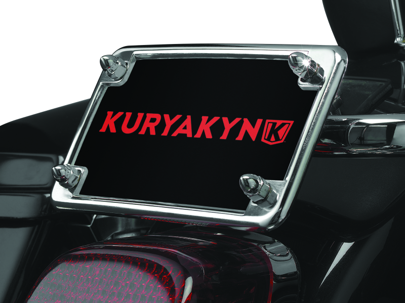 Chrome Kuryakyn license frame and backing plate set for Suzuki C90 Boulevard, 4x7 inches, with polished finish and mounting hardware