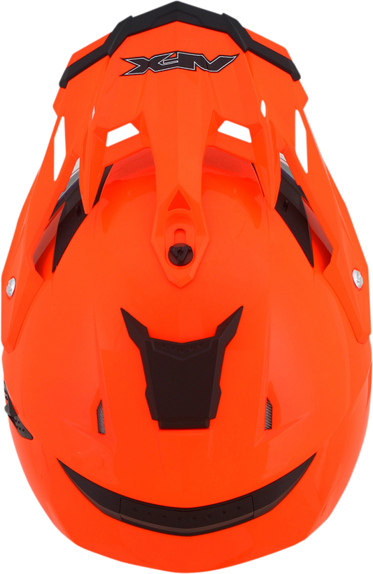 Bill's Exhausts AFX FX-41DS Peak safety orange helmet with visor and ventilation for motorcycle riding safety.