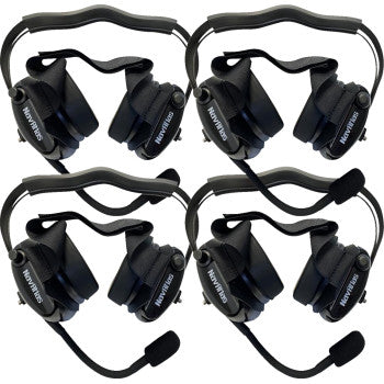 NAVATLAS intercom and radio headset kit for 4-seat vehicles in black, designed for clear communication and convenience.