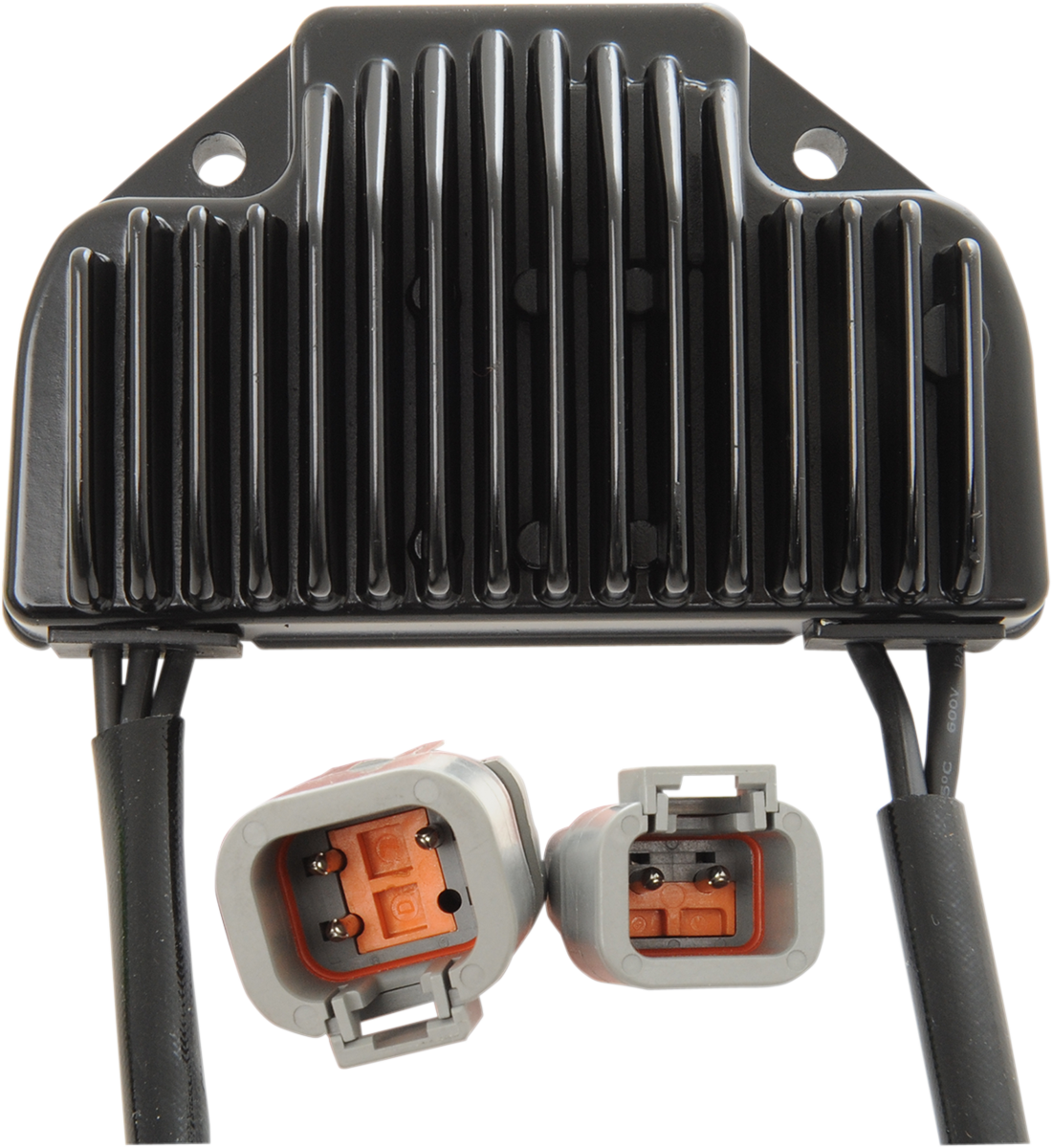 Black Voltage Regulator for '06-'07 FXD Harley Davidson by DRAG SPECIALTIES, shown in a close-up image.