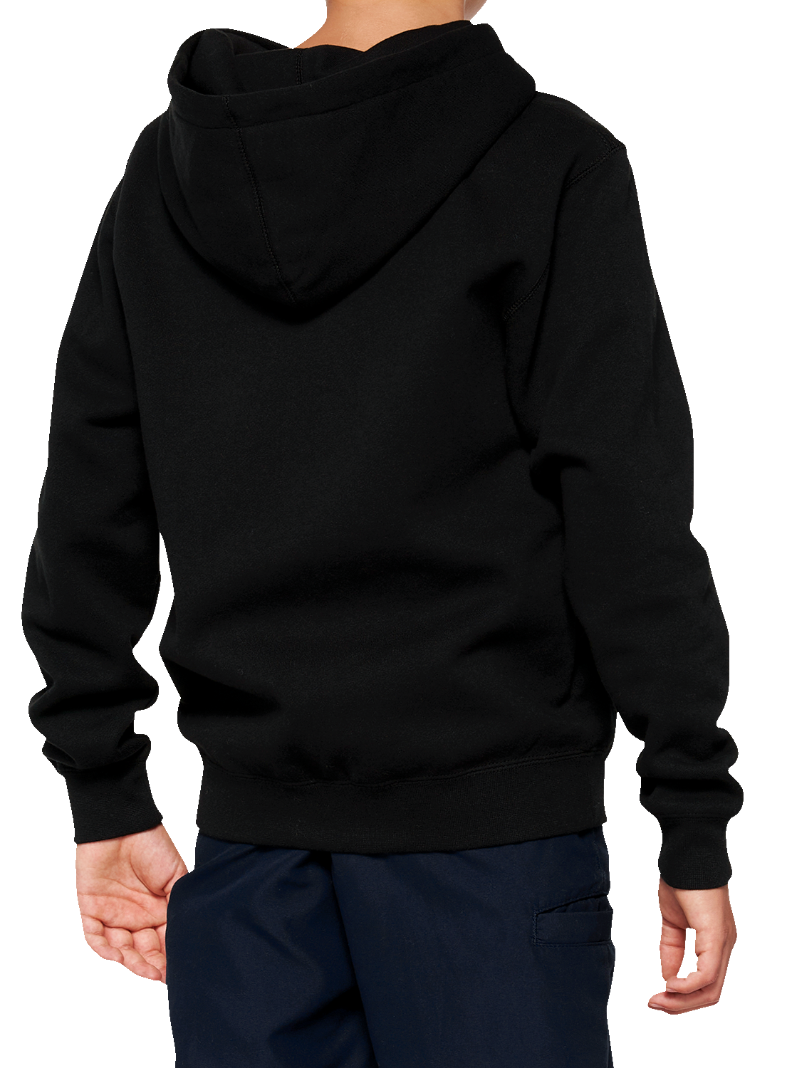 Black 100% Youth Official Zip Hoodie by Bill's Exhausts in small size, featuring front zipper and hood.