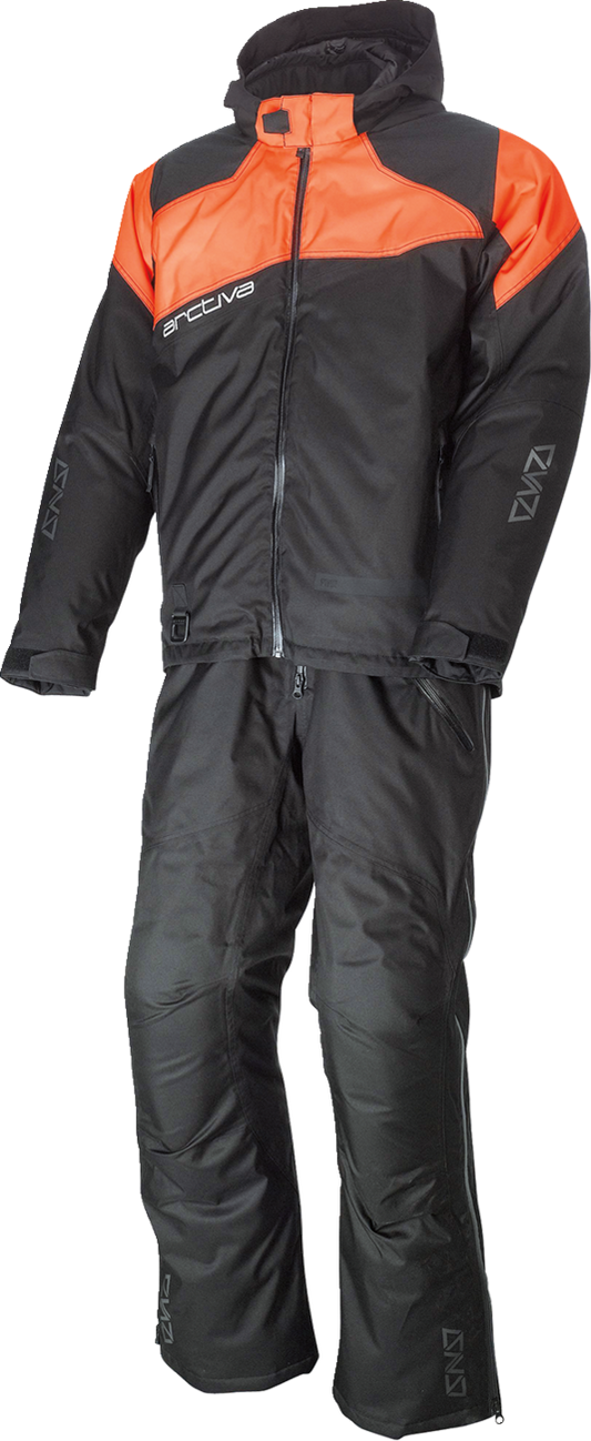 Bill's Exhausts ARCTIVA Pivot 5 Hooded Jacket in black and orange, 2XL, displayed with hood and front zipper details.