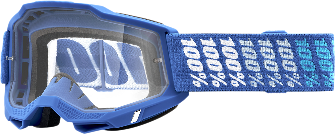 Clear Accuri 2 goggles by Bill's Exhausts with a sleek, streamlined design and adjustable strap for comfortable fit.