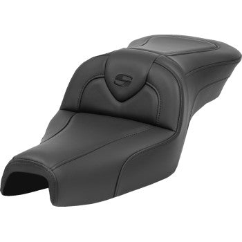 Black SADDLEMEN Roadsofa™ XL motorcycle seat without backrest, designed for Honda models from 2004 to 2022, by Bill's Exhausts.