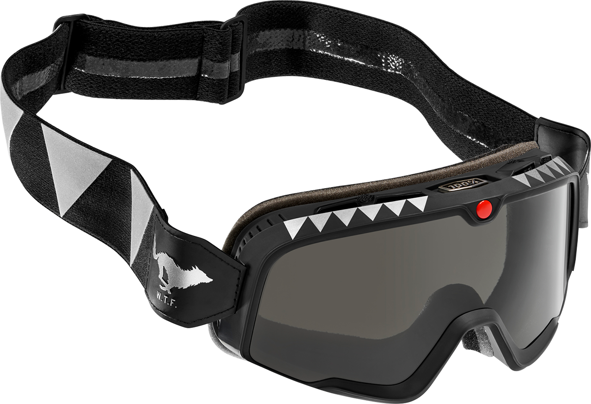 Bill's Exhausts 100% Barstow Goggles in smoke lens, featuring a durable frame and adjustable strap for motocross or off-road riding.