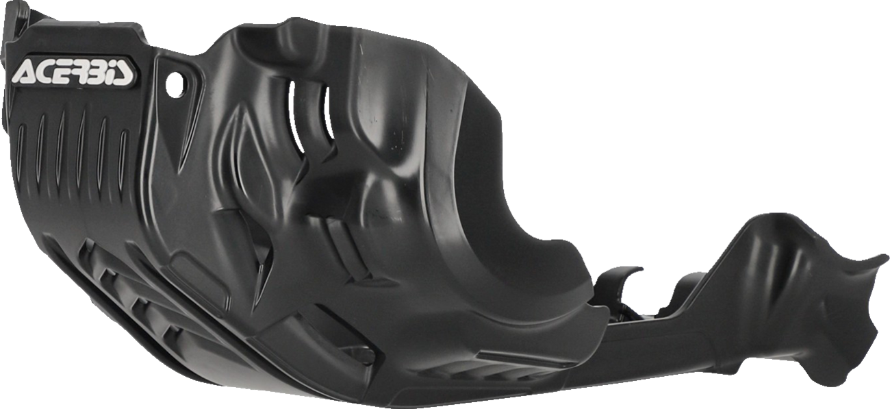 A black Acerbis skid plate designed for KTM 690 Enduro 2021-2024, mounted on motorcycle body with visible mounting points.