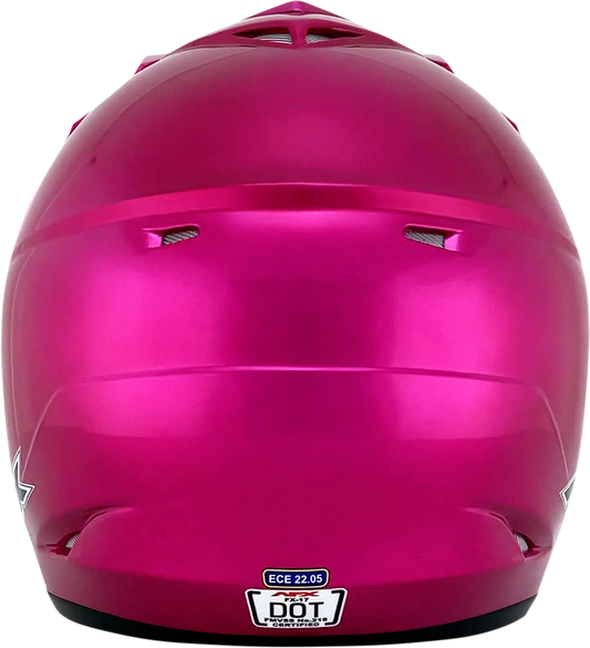 Fuchsia AFX FX-17 helmet in XS size with sleek design, featuring a smooth visor and aerodynamic shape, brand Bill's Exhausts.