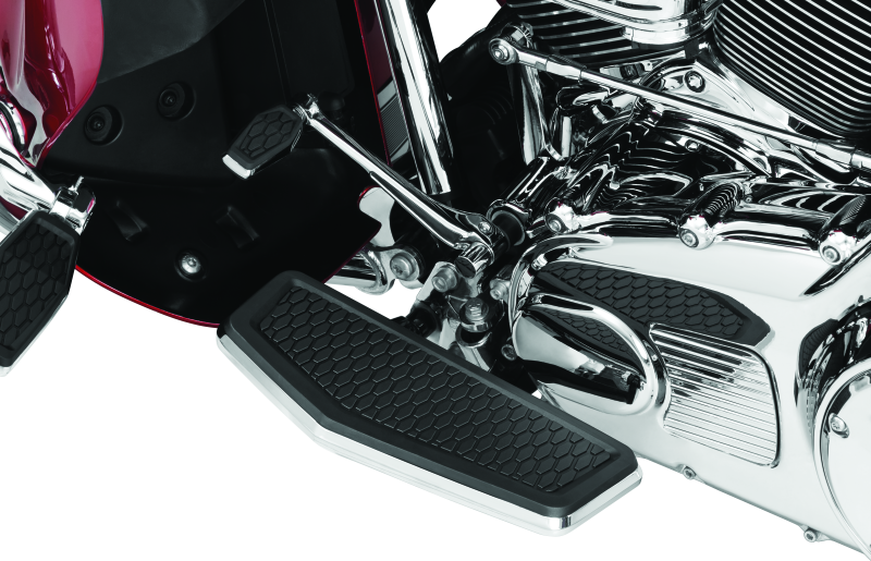 Chrome Kuryakyn Hex Shift Peg for motorcycles with durable aluminum construction, traction rubber, and adjustable angle.