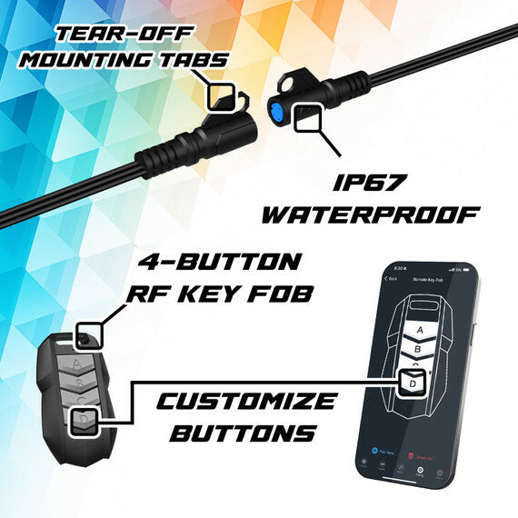 XK GLOW, XK GLOW MX-WHIPB-STA XKmax RGBW Whip Kit 48-Inch with 240 LED XKchrome Technology