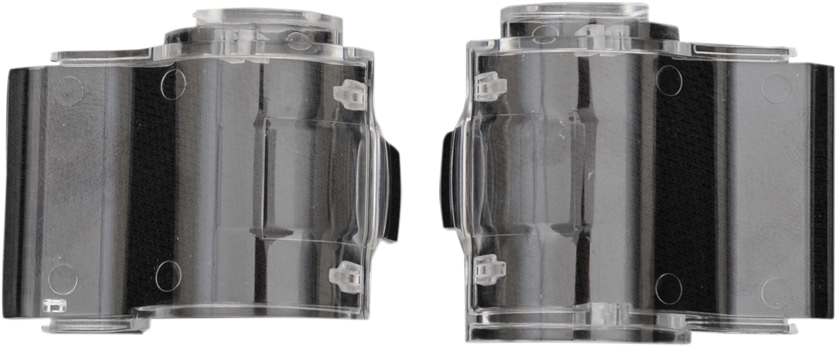 Pair of Bill's Exhausts 100% SVS Roll-Off Canister Tops, durable metal construction with detailed branding and secure mounting features.